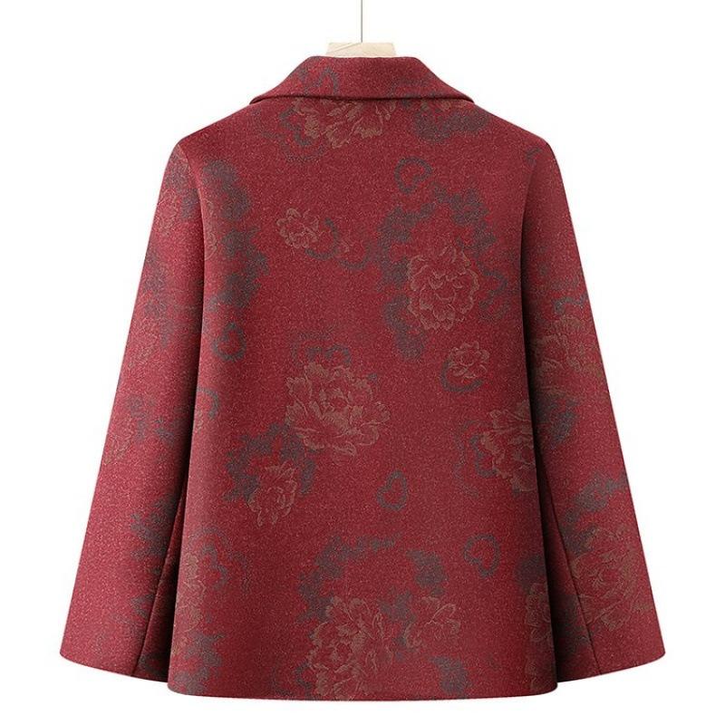 Winter velvet jacket women's clothing winter old lady natal red clothes