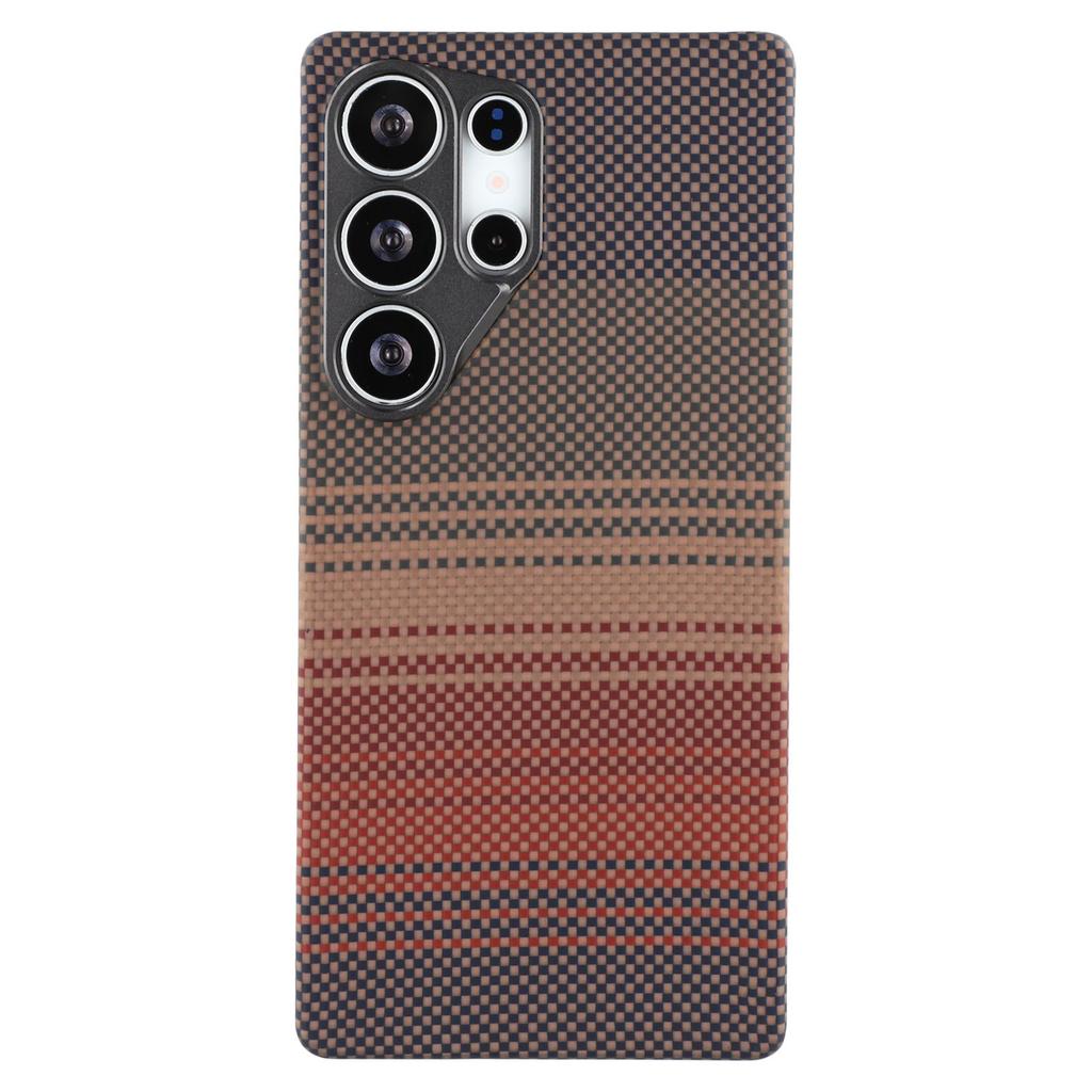 For Samsung Galaxy S23 Ultra Magnetic Case Precise Cutouts Gradient Aramid Fiber Phone Cover with Metal Lens Frame