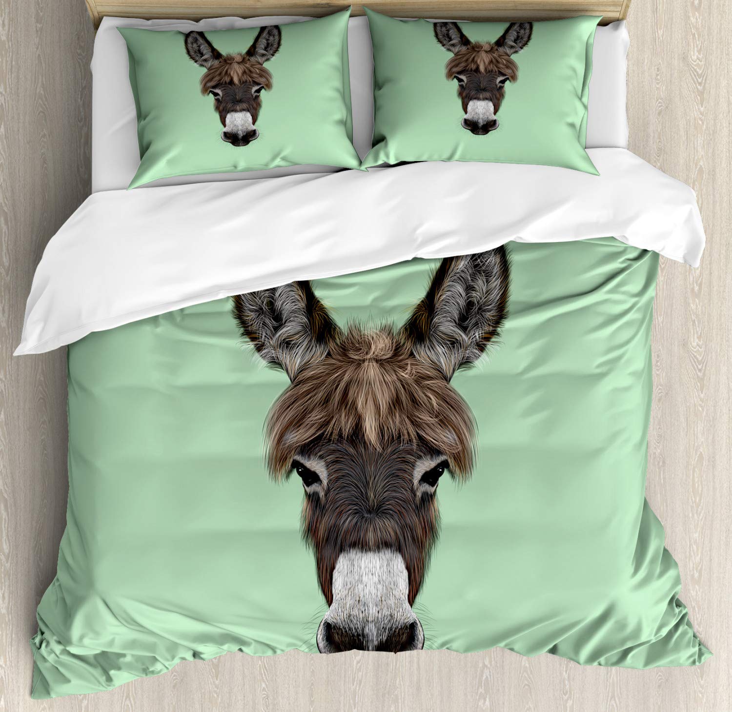 Ensemble de housse de couette Âne Dessin animé Âne Avec Texte HEE Haw Portrait d'Animal Domestique Drôle Ensemble de literie Taille King Size Twin Pour Enfants Adolescents 140x200cm 3pcs