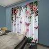 Elegant Butterfly and Pink Rose - Printed Curtains, Suitable for Bedroom Living Room Home Decoration