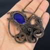 Blue Sapphire Pendant, Handmade Gemstone Pendant, 999 Copper Wire Wrapped Pendant Antique Jewelry, For Engagement Gift