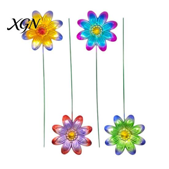 Artistic Garden Path Accents Metal Artificial Flower Stake, Decorative Yard Art Sculpture, Colorful Floral Design Lawn Ornaments Decor for Outdoor
