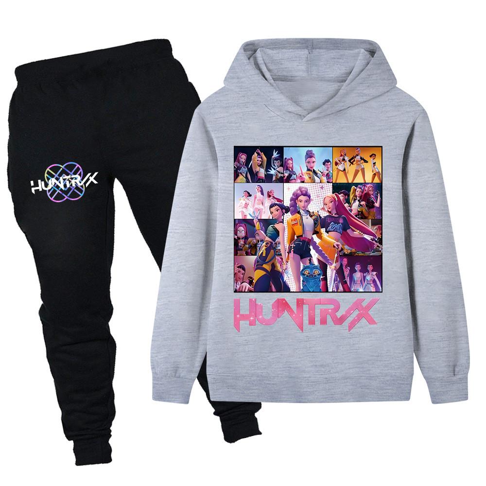 PB1250 Kinder Jungen Mädchen Kpop Mira Zoey Rumi Druck Langarm Kapuzenpullover Hose Hose Kleidung Sets