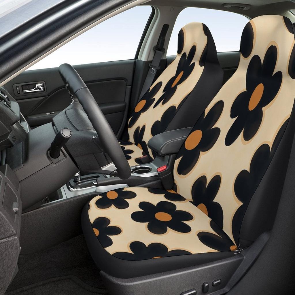 Flower Pattern Themed Car Seat Cover Set For Most Cars, Trendy High-quality Car Seat Protector Covers Full Set, Universal Car Se