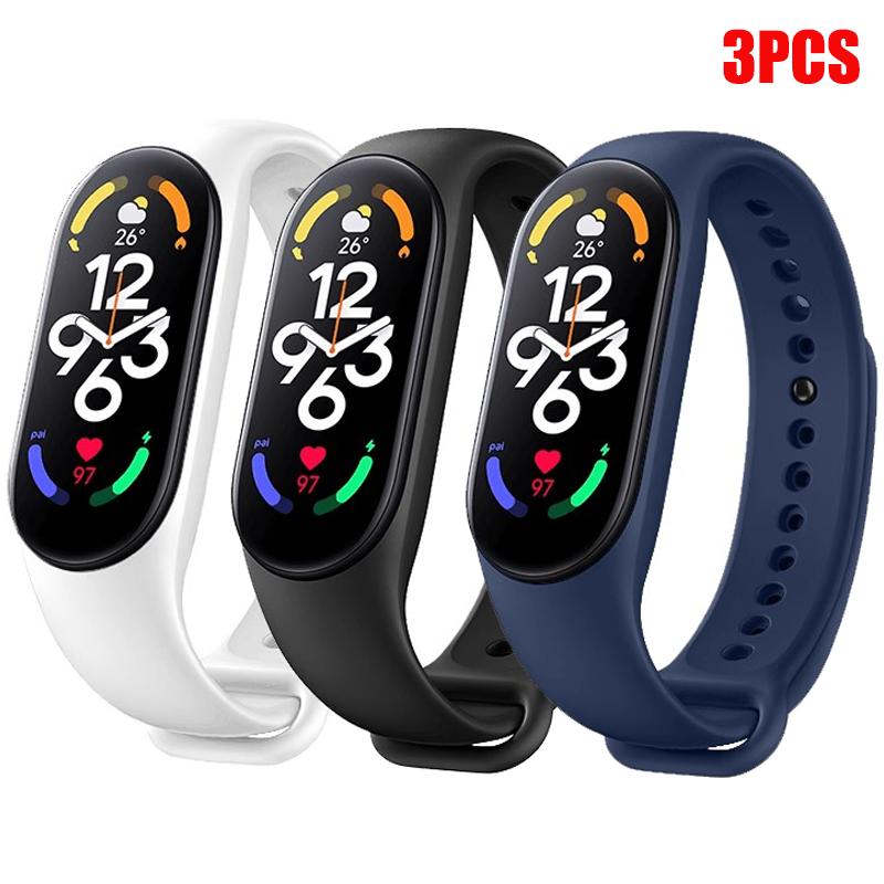 1-3Pcs Official Watchband For Mi Band 7 6 4 5 3 Bracelet Xiaomi Mi Band Strap Silicone Sport Replacement Smartwatch Accessories