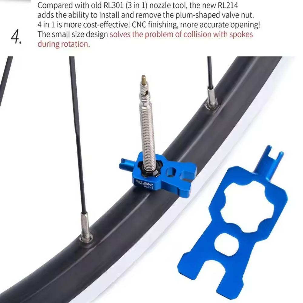 1pc 4 IN 1 Portable Repair Bicycle Valve Tools Valve Core Wrench Road Bike Disassembly Installation Tool Removal Parts Blue