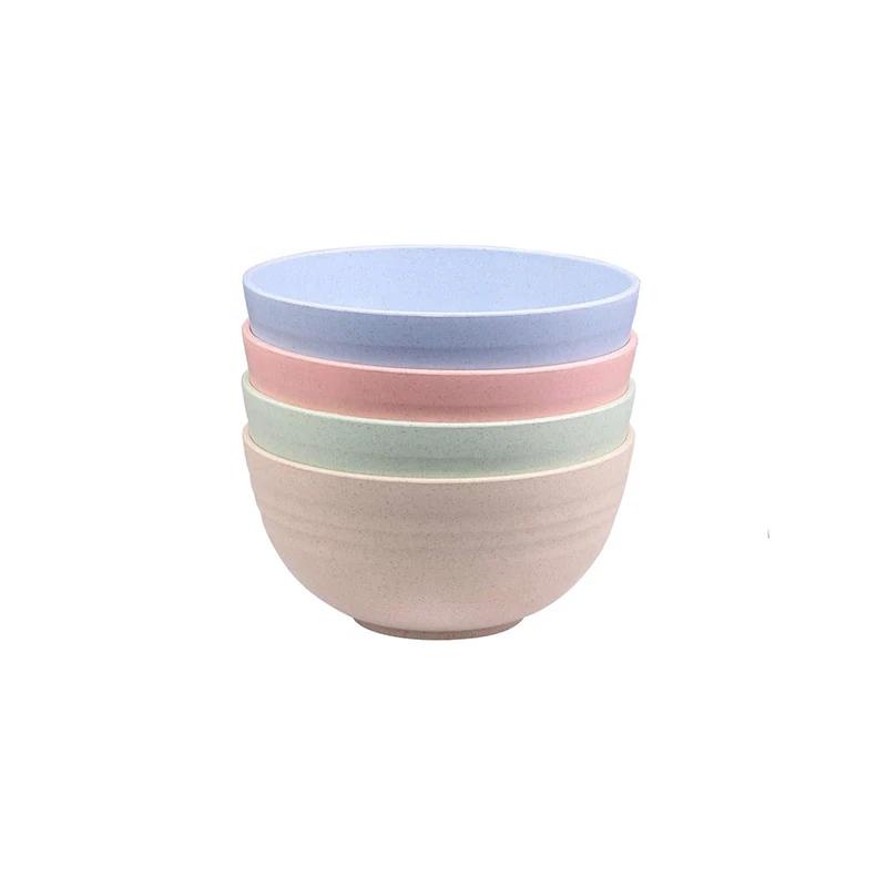 Ramen Salad Bowl Set 15cm Classic Wheat Straw PP Plastic Bowl for Office Workers Students for Dormitory Instant Noodle