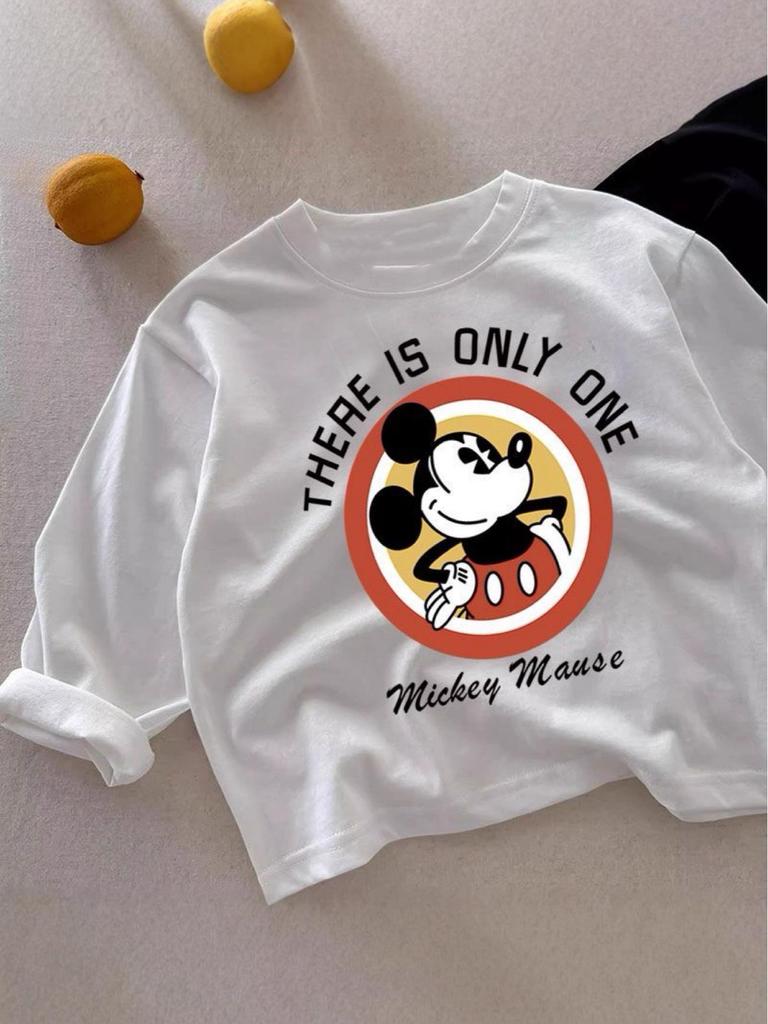 Neues Cartoon-Baumwoll-Langarmshirt für Kleinkinder & Kinder - Unisex, Personalisiert, Vielseitig für Frühling/Herbst.