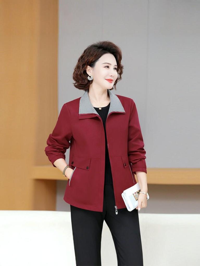 Stylish Lapel Jacket for Middle-aged & Elderly Women - 2025 Spring/Autumn Fashion