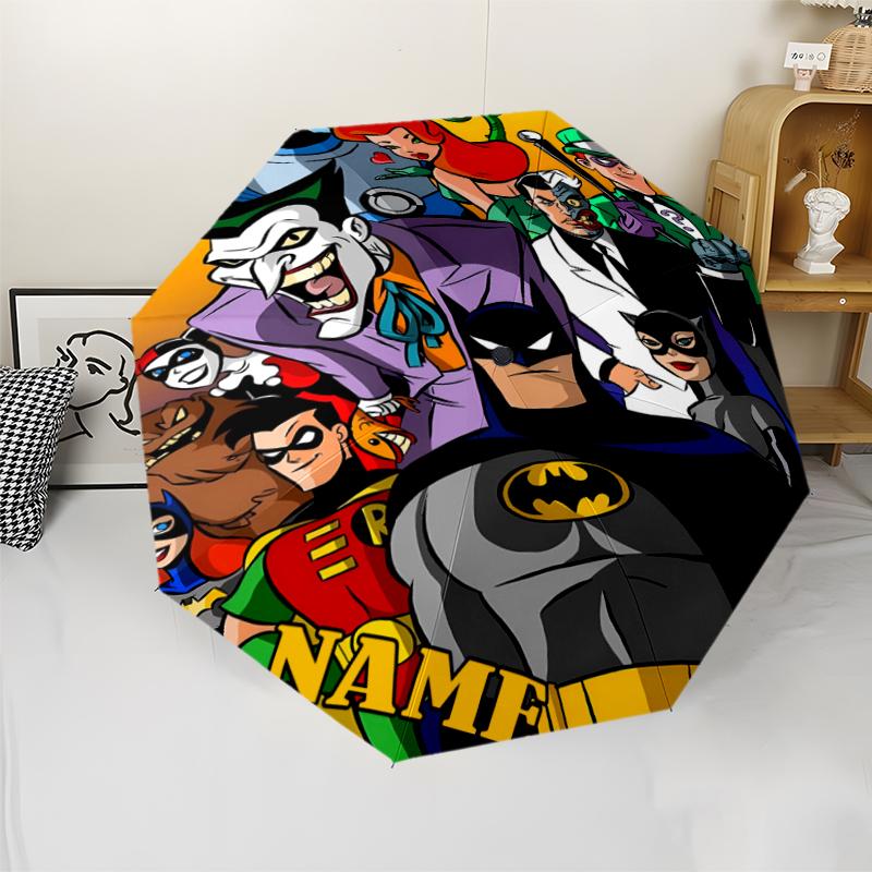 Custom Name Batman Theme Automatic Umbrella, Lightweight & Portable, 8 Rib, Perfect for Outdoor Travel, Birthdays, Christmas, Gifts.