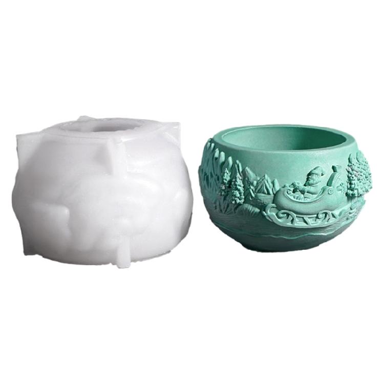 Christmas Santa Flowerpot Silicone Molds Easy Demolding Dishwasher Safe For Making Soap Chocolate Holiday Resin Craft