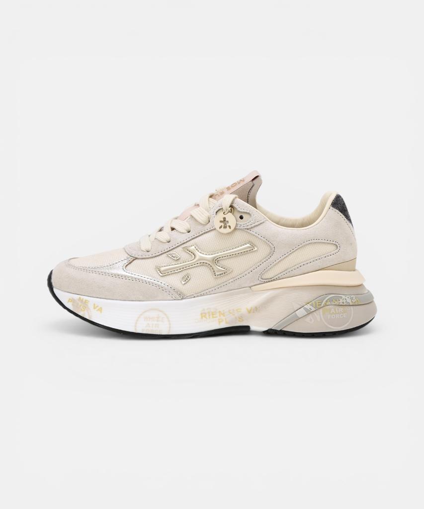 Premiata [26Ss][Moerun-D] Beige Women'S Logo Patch Cowhide Sneakers