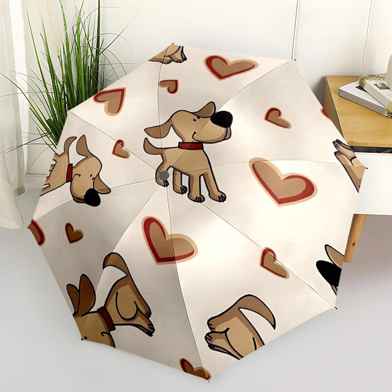 1pc Dogs Hearts Automatic Open/close Umbrella, 8-Rib Sturdy Structure, Portable Travel Umbrella, Parties, Everyday Use, Outdoor Accessory F39