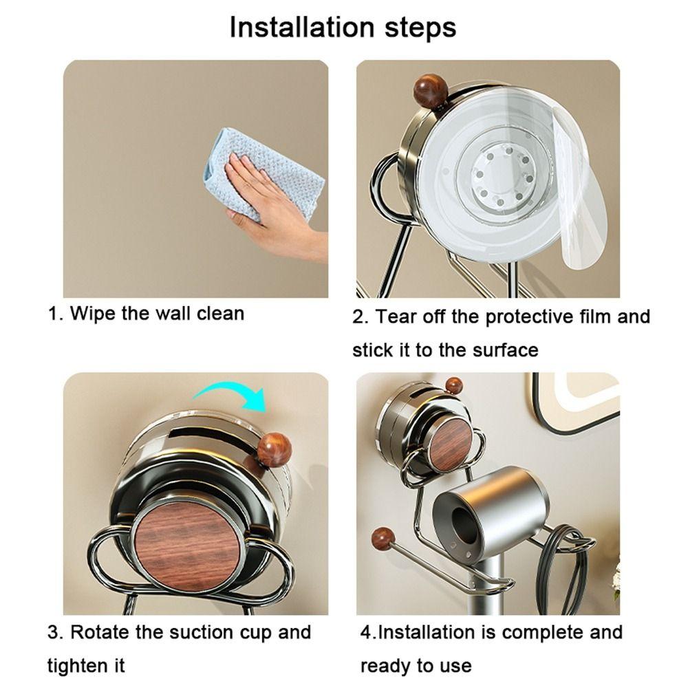 Wall Mounted Suction Cup Hair Dryer Holder Punch-Free Hair Blow Dryer Rack  for Home