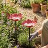 Iron Floral Sculpture Bee Watering Station Rust-resistant Wavy Curved Petal Butterfly Water Feeder UV Resistant Handcrafted