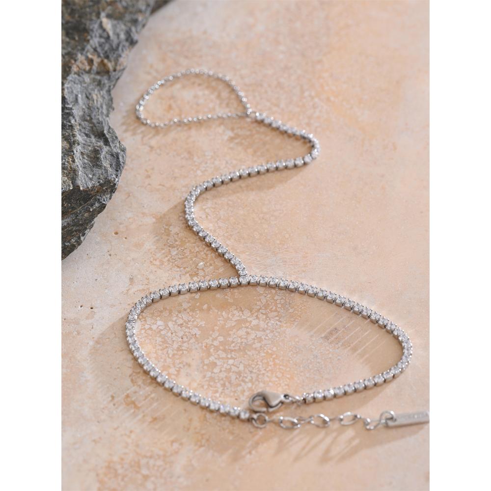 Yhpup Delicate Cubic Zirconia Chain Back of Hand Chain Finger Bracelet for Women Stainless Steel Temperament Trending Jewelry