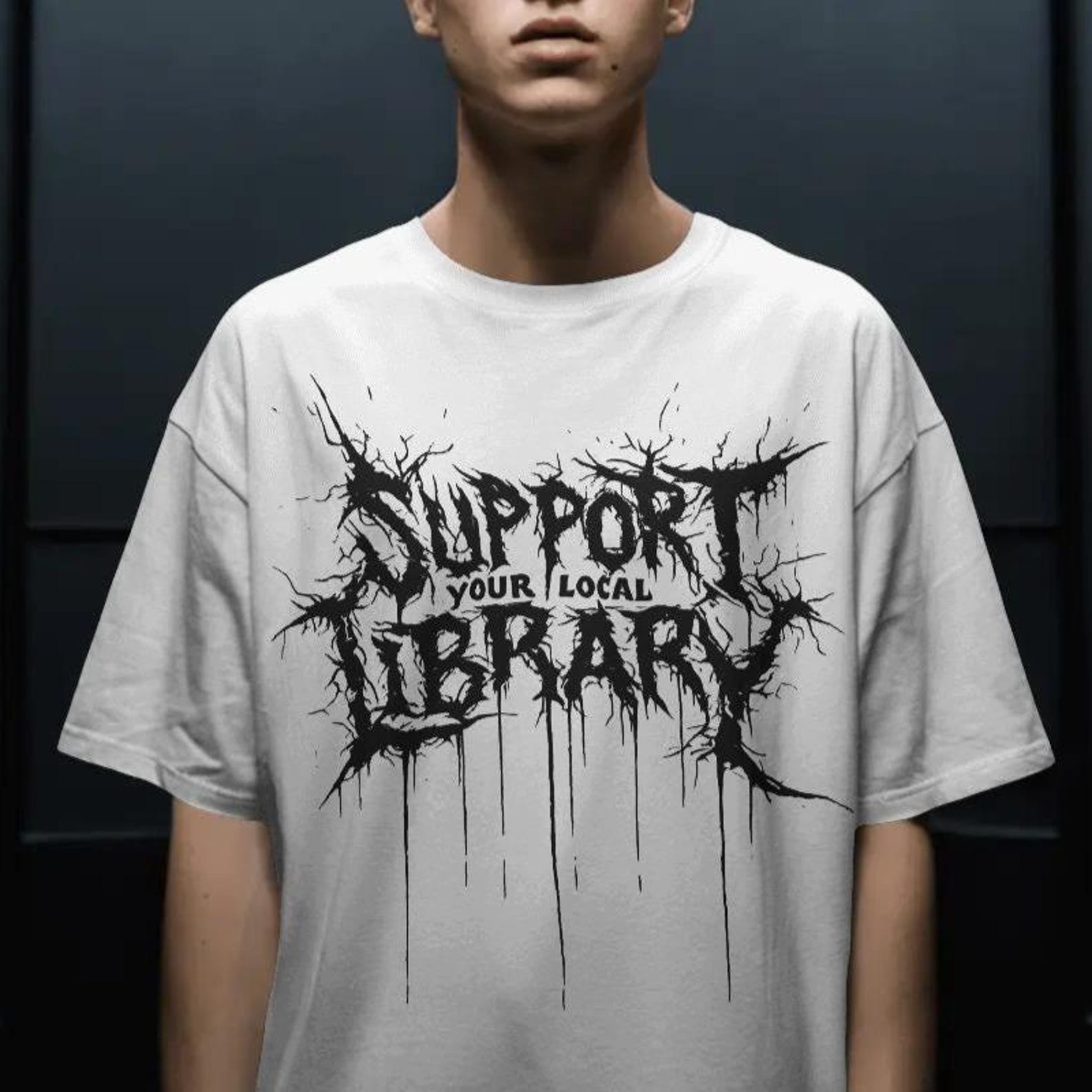 Comfort Colors Support Your Local Library Shirt, Death Metal Print TShirt 4XL