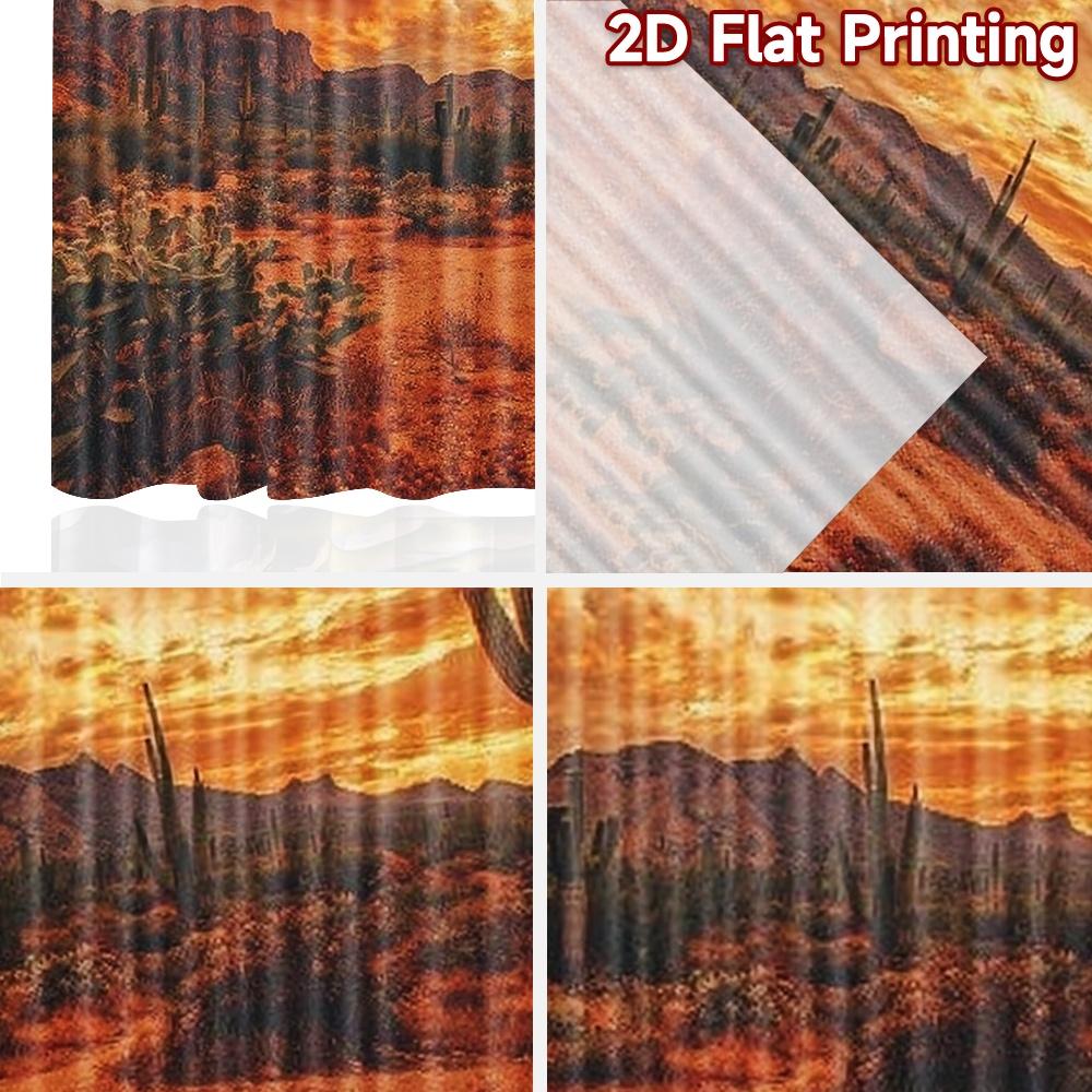 2D flat printing 2pcs Party Curtain Desert Cactus Sunset Arizona Landscape Digital Printed Polyester Drapes All Season Party &