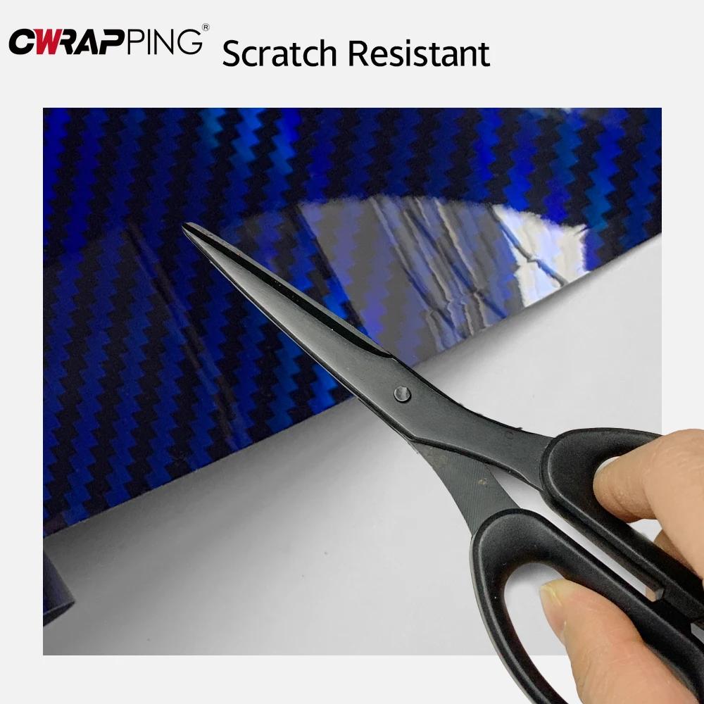 Carbon Fiber Vinyl Wrap Film Glossy Blue Pvc Wrap Film Anti Scratch Interior Ornament Stability Parts for Auto Accessories