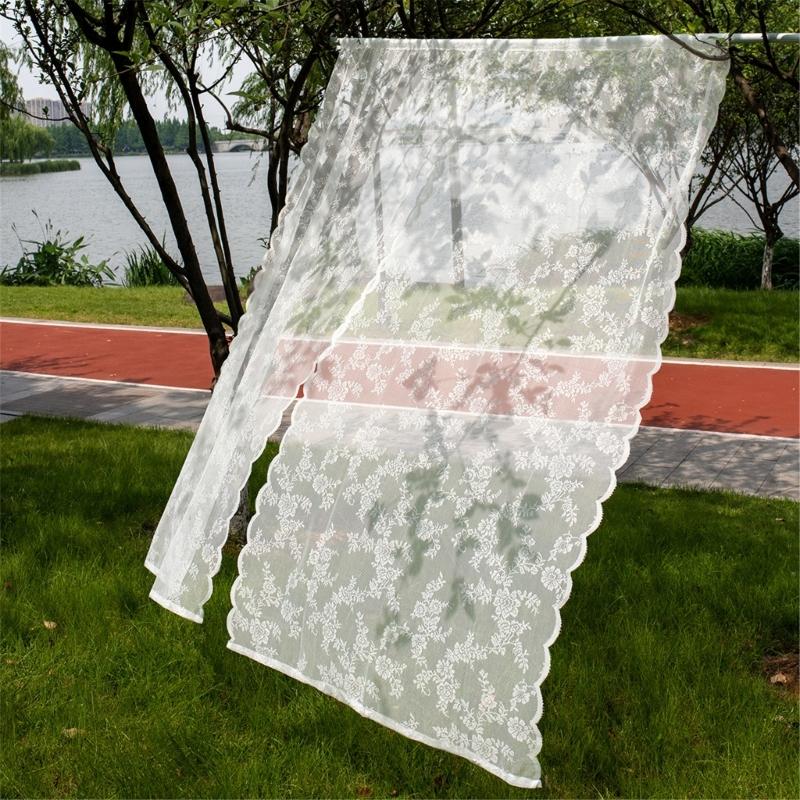 Elegant Rose Lace Curtains 63 Inches Long Florals Embroidery Window Panels for Bedroom Light Filtering Privacy