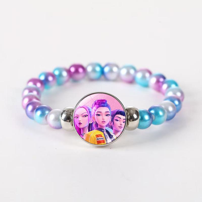 Ins Style Cartoon Beaded Bracelet, 2025 Spring New Glass Charm Jewelry, Unisex Handmade Gift for Travel Souvenir, 16+6cm Adjustable Chain