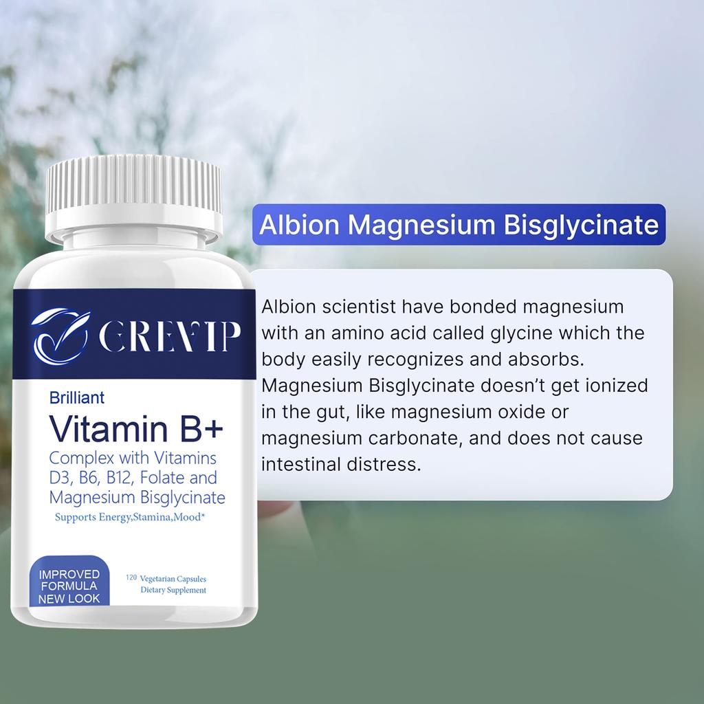 Vitamin-B-Kapseln, enthaltend die Vitamine D3, B6, B12 und einen Glycin-Magnesium-Komplex, 120 Kapseln.