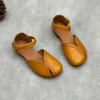 Johnature Retro Handmade Genuine Leather Sandals Hollow-out Soft Sole Round Toe Women's Shoes
