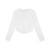 Spring and Autumn New White Long-sleeved T-shirt for Women's Pure Cotton Slim Design Niche Short Inner Bottoming Shirt