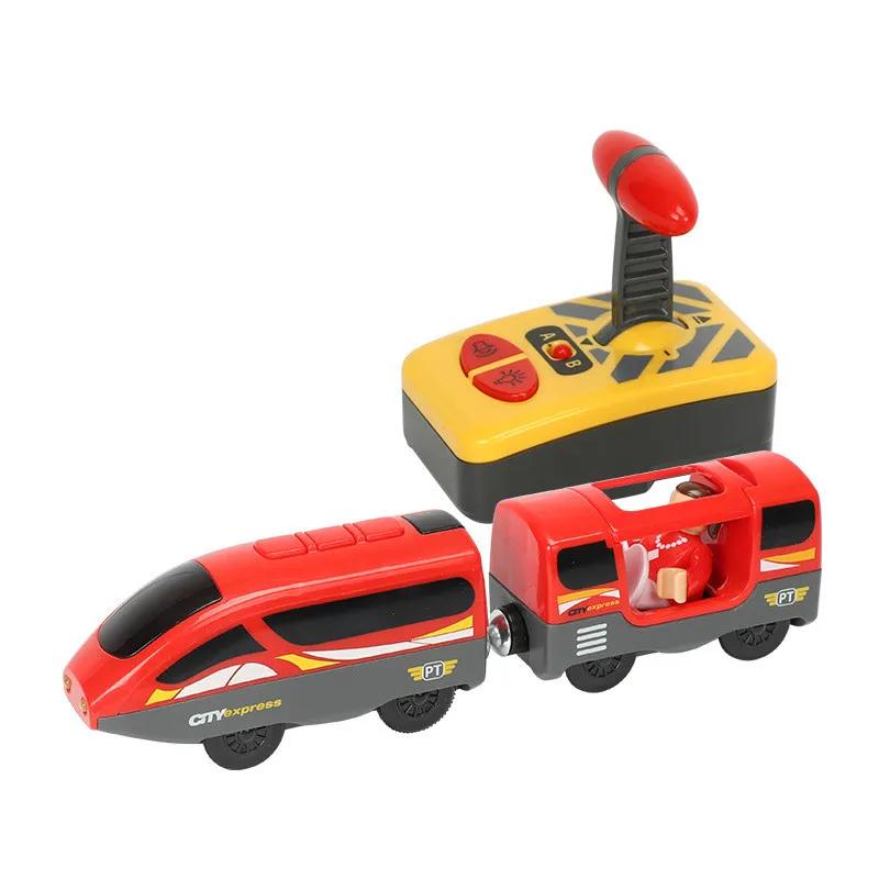 RC Electric Train Set Toys for Kids Car Diecast Slot Toy Fit for Standard Wooden Train Track Railway Battery Christmas Trem Set