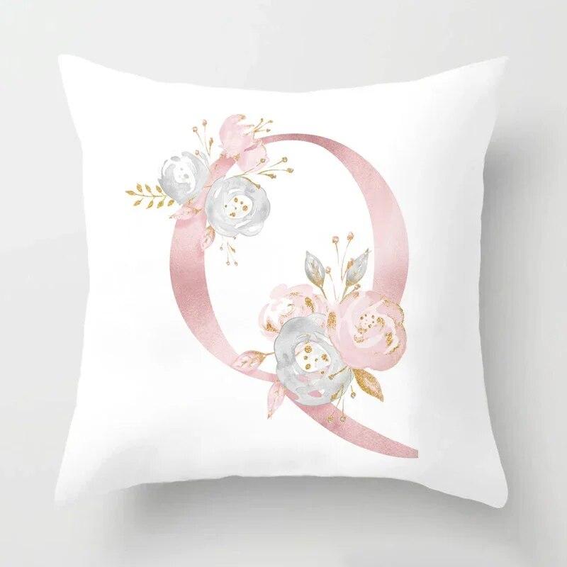 45x45cm Pink Rose 26 Letters Pillowcase Wedding Party Decoration Sofa Car Creative Ornament Couple Home Cushion Cover