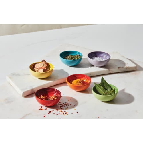 Le Creuset Mini Bowls, 7cm, Rainbow Design, Heat and Cold Resistant, Microwave, Oven, and Dishwasher Safe, Pack of 6 [Official Japanese Product]