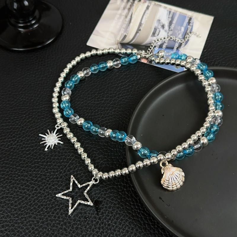 Collar de Perlas de Imitación Gris Plateado para Mujer Cadena Larga para Suéter Collar Apilado Joyería de Lujo para Clavícula Accesorios