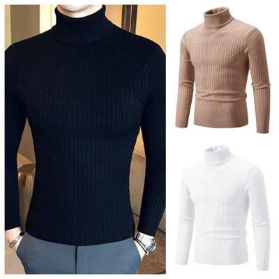 Neue männer High Neck Pullover Einfarbig Pullover Gestrickte Warme Casual Rollkragen Sweatware Woolen Herren Winter Outdoor Tops