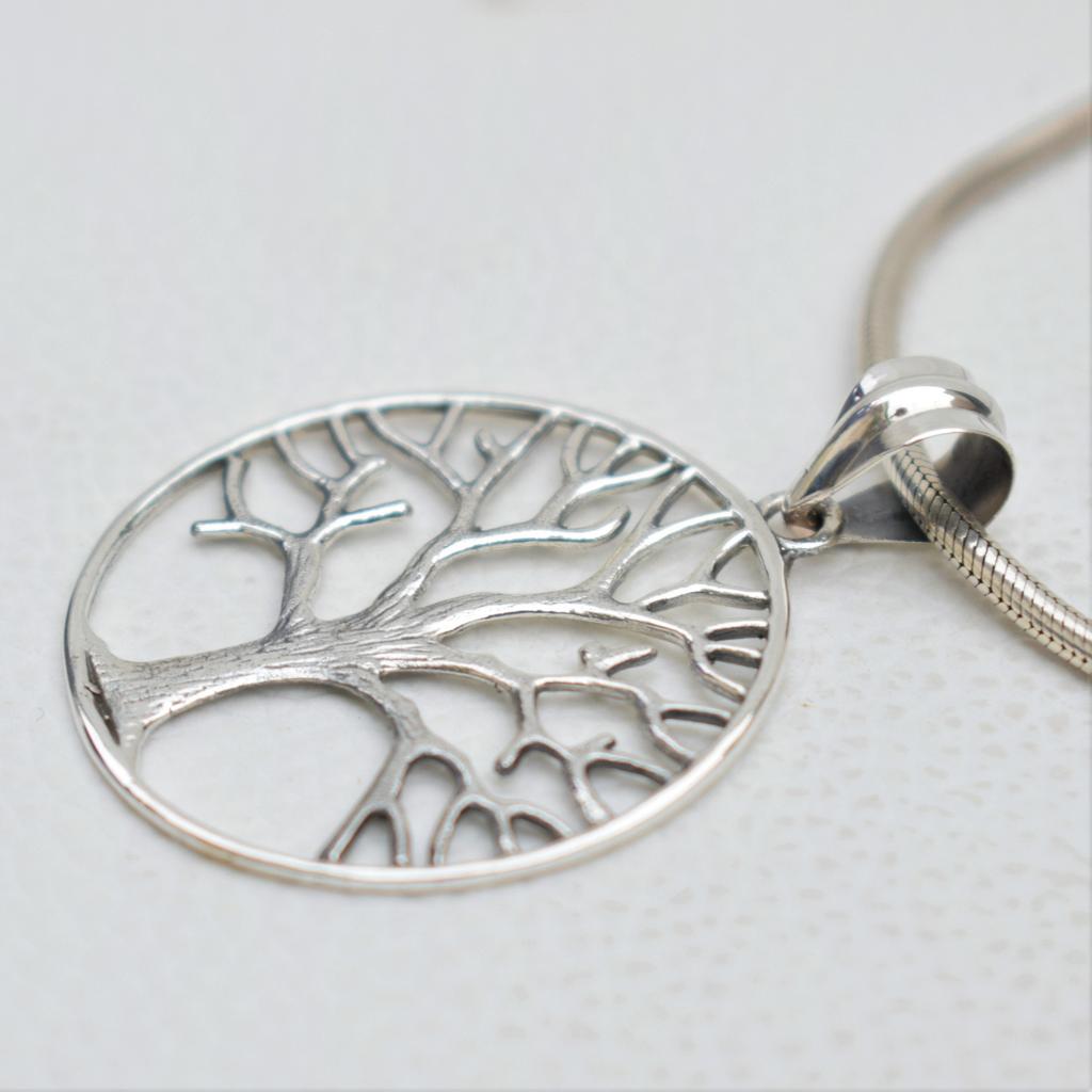 Sterling Silver Tree of Life Pendant, Handmade Plain Silver Jewelry