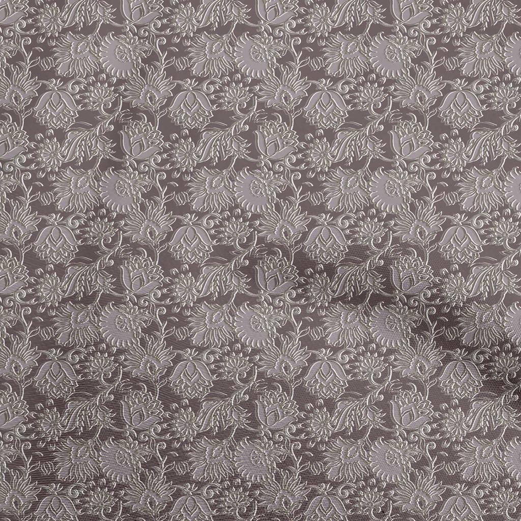 oneOone Baumwollpopeline Grauer Stoff Kalamkari-Stoff zum Nähen Bedruckter Bastelstoff pro Yard 42 Zoll