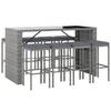 VidaXL Ensemble de bar de jardin 9 pcs avec coussins gris poly rotin, ensemble de table de bar, table et chaise de bar, 3187624