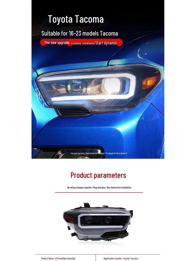 16-23 Toyota Tacoma LED DRL Turn Signal Headlight Assembly