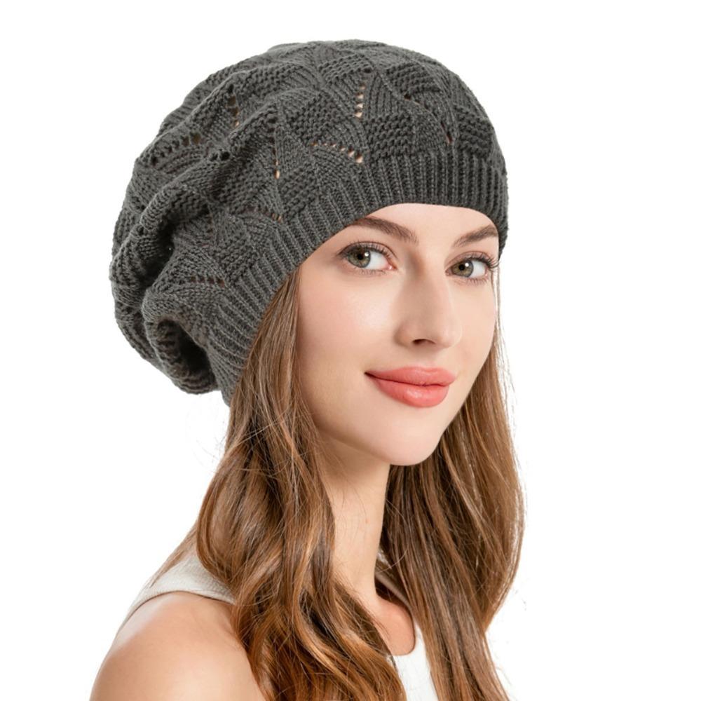 Hollow Out Winter Knitted Hat Twist Crochet Female Berets Fashion Pullover Cap  Winter