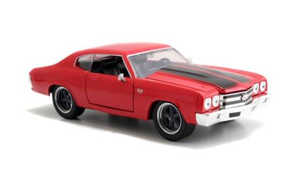 JADATOYS Fast and Furious Druckgussauto CHEVY CHEVELLE SS 1970 Chevelle Rot Schwarz 124 DOM'S Rot/Schwarz