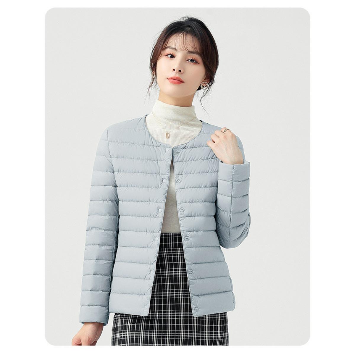 

Легкая пуховая хлопковая куртка, Женская осенне-зимняя пуховая куртка, Легкая и тонкая подкладка, Модная и теплая 5XL светло-синий