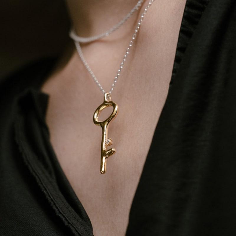 Eveningbell [silver925] Vintage Key Necklace (2color)