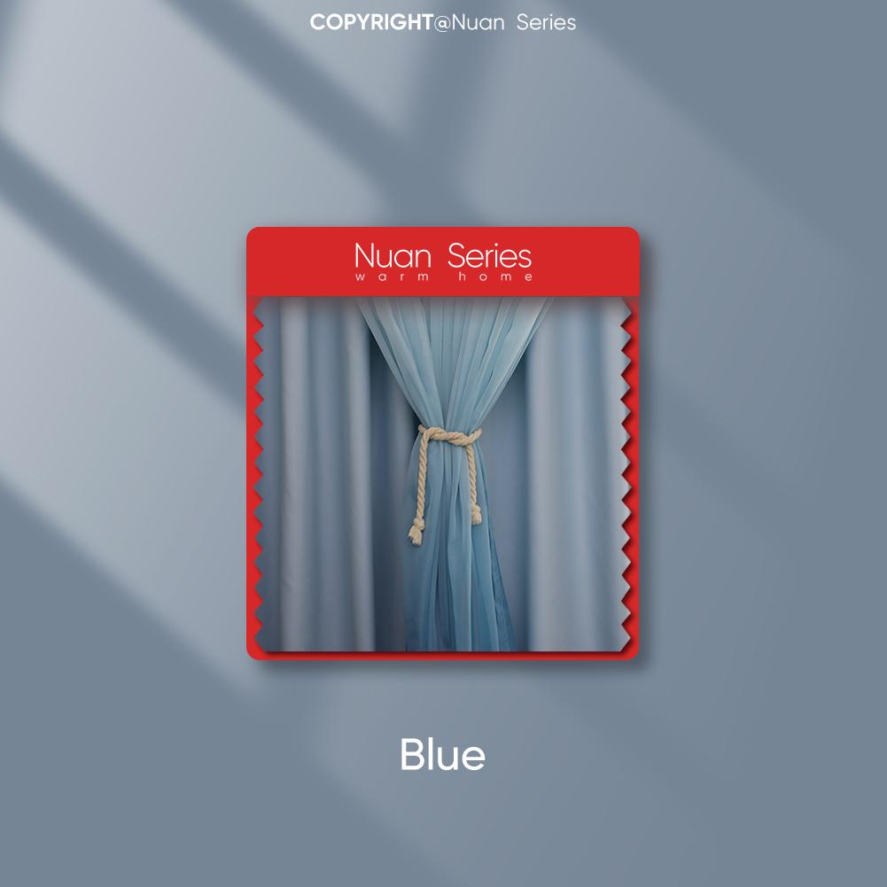 

Комплект универсальных штор серии Nuan, прозрачные шторы с градиентным цветом и плотные шторы сплошного цвета для окон, гостиной, спальни, домашнего декора W150cm x L260cm синий