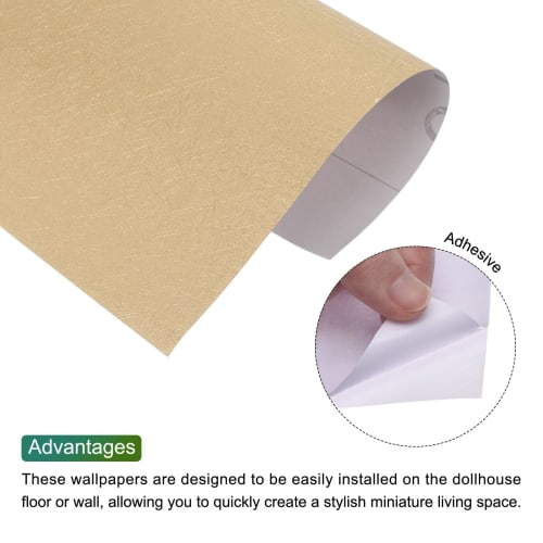 uxcell Dollhouse Flooring, 12" X 8", Silk Pattern Brown, Dollhouse Wallpaper and Flooring, Dollhouse Sand Table Model Accessories, Set of 5