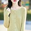 Women's Lightweight 50% Wool 50% Mulberry Silk Cardigan - 4-Season Versatile Knitwear for All-Year Comfort & Style