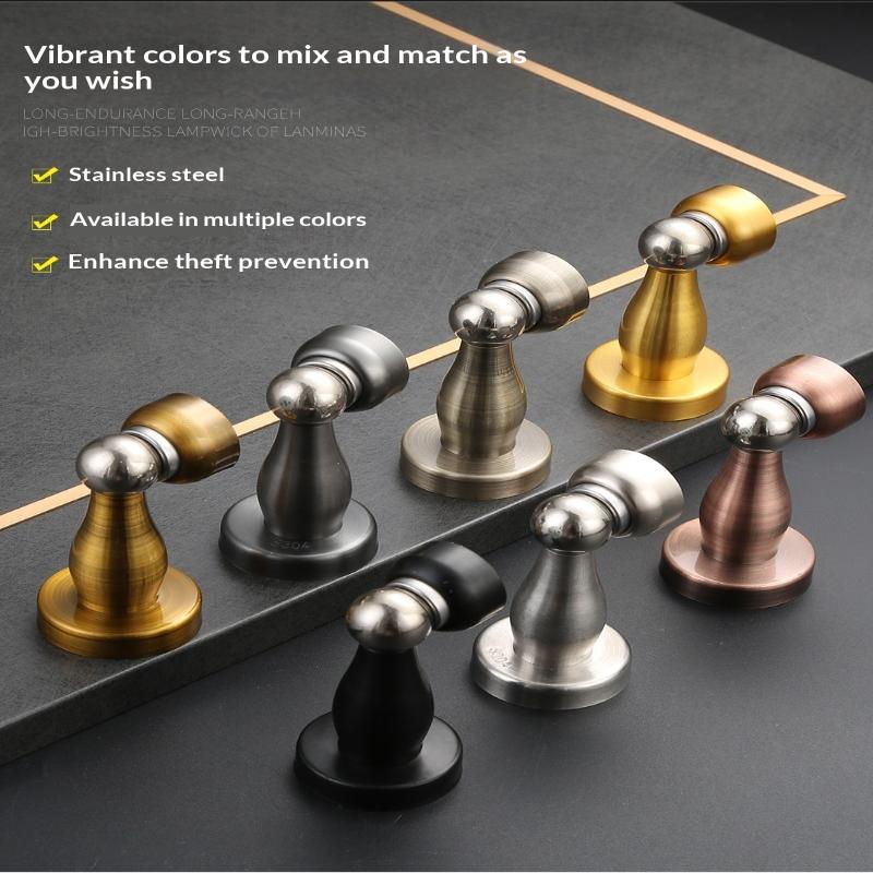 New Stainless Steel Magnetic Door Stopper Sticker Toilet Glass Hidden Door Holders Catch Floor Doorstop Door Hardware