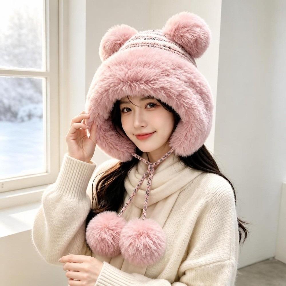 Anti-Cold Ear Protection Hat Fleece Lined Beanies Cap Soft Knitted Hat  Winter