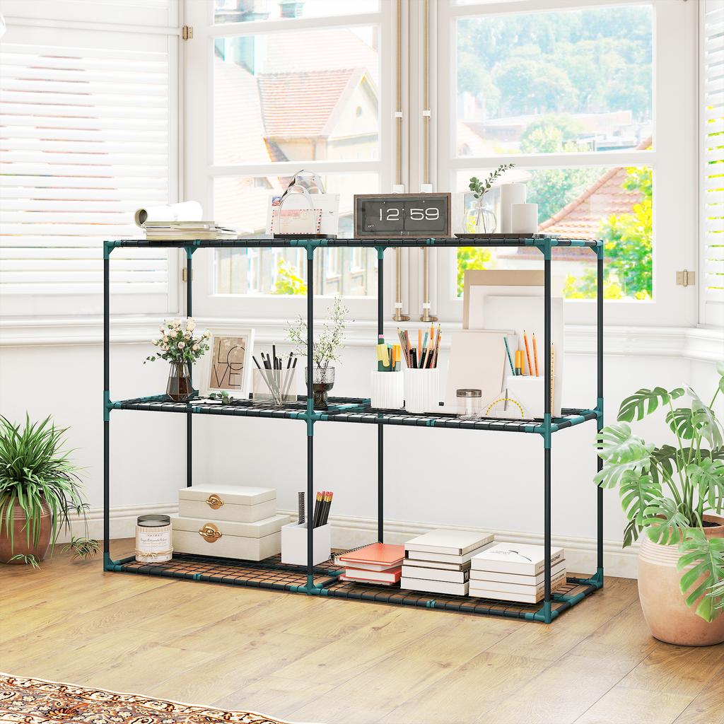 3-Tier Plant Stand. 100 cm High Flower Stand with Shelves. Multi-Tier Steel, Dark Green