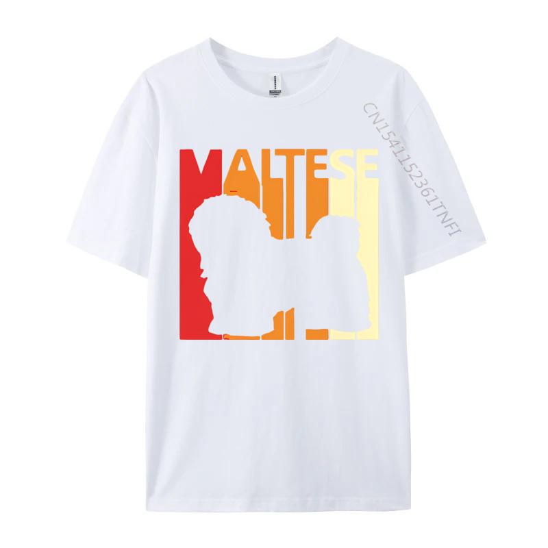 Fashionable Maltese Vintage Cute Maltese Mom dad A T Shirt For Men Funny Cotton T Shirts Youthful Teeshirt S