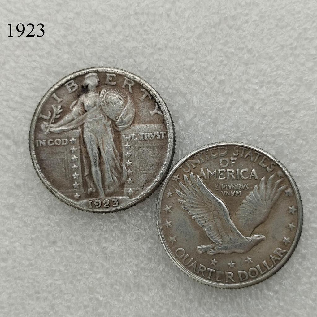 Antique American Liberty 25 Cents Coin, 1916-1930, Optional Brass or Silver Plated