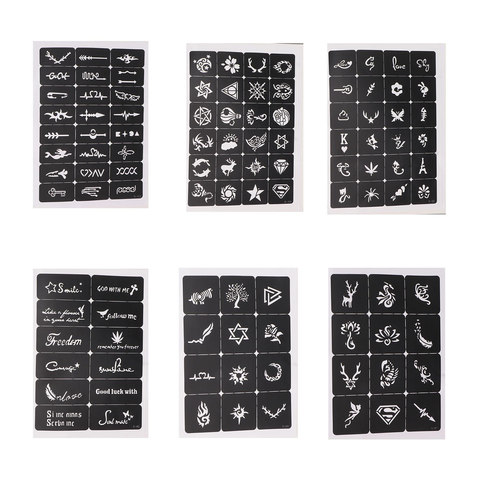 

Temporary Tattoos Stencils 204 Patterns Water Resistant Reusable Hollow Out Body Art Stencil for Cosplay